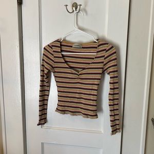 Urban Outfitters long sleeve ruched striped top